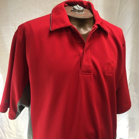Stormtech Performance Men's XL Polo Short Sleeve Shirt Red Gray FLOW Logo - Picture 3 of 16